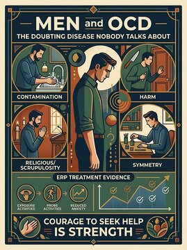 Infographic illustrating men and obsessive compulsive disorder
