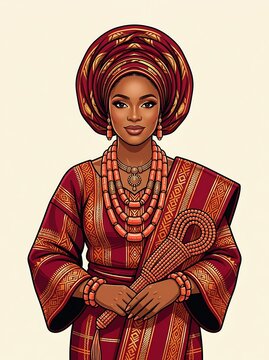Elegant african woman in traditional royal attire and headwrap