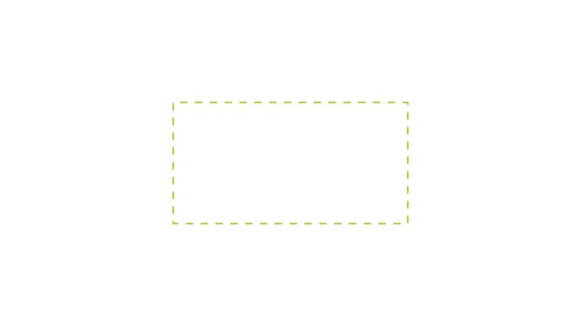 Dotted line rectangle frame green color animation. White background  minimal border path moving beautiful 4k video.