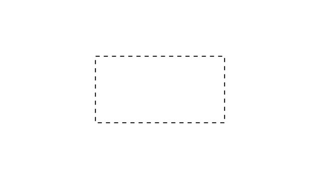 Dotted line rectangle frame black color animation. White background  minimal border path moving beautiful 4k video.