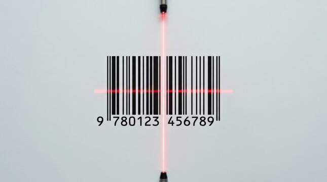 Barcode scanning with red laser beams symbolizes supply chain technology improving product tracking and inventory management efficiency