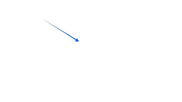 Business graph chart arrow line down blue color animation on white background. growth concept blue moving.