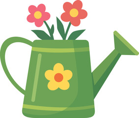 Green Watering Can with Flowers Spring © Victory
