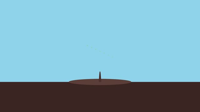Minimalist 2 d animation of a seedling growing from soil, plant sprout sprouting concept, nature growth cycle motion 4k