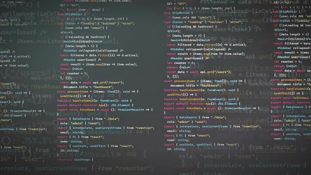 Abstract Digital Screen with Scrolling Computer Code and Data Processing for Technology Concepts