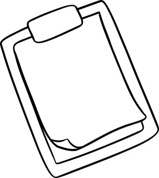 Hand Drawn Blank Clipboard Outline Doodle Illustration