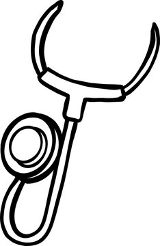 Hand Drawn Stethoscope Outline Doodle Illustration