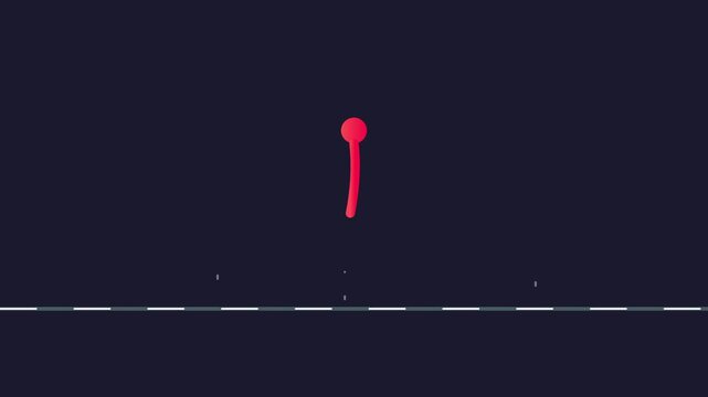 Minimalist red ball character bouncing animation on dark 4k background, for motion and, ui motion character