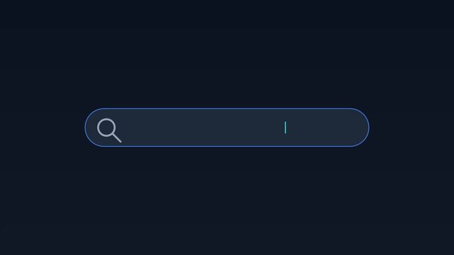 Minimalist search bar interface animation on dark 4k background, for web and, app ui