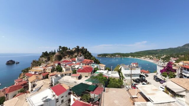 tunning Sunrise Aerial of Syvota Greece Crystal Clear Coastline