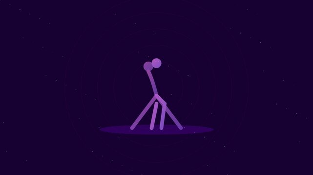 Minimalist stick figure walking animation loop on dark 4k background, for motion and, ui motion character loop