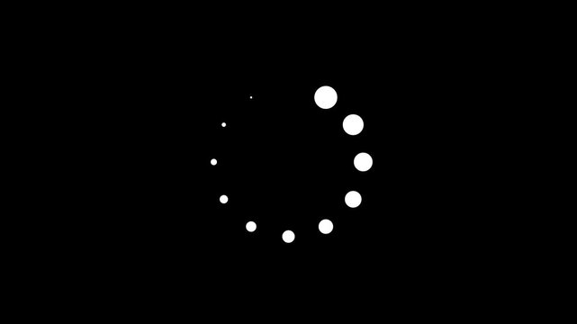 loading circle animation looped on black background