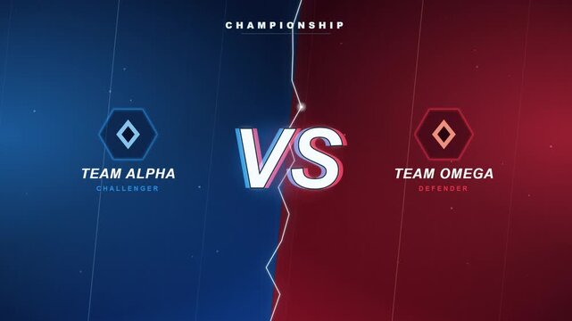 Esports versus screen with blue and red teams VS matchup for gaming championship battle