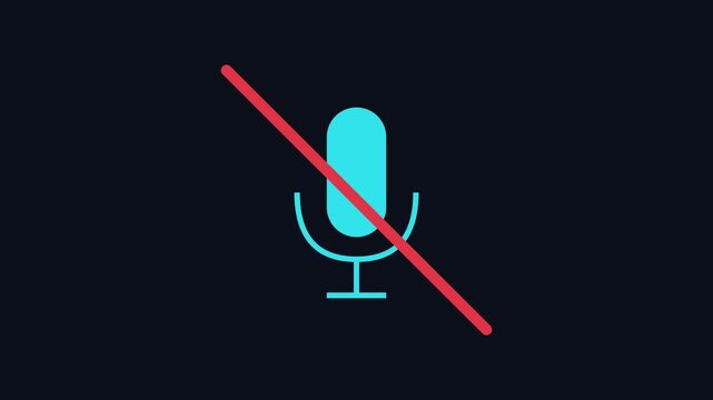 Mute microphone animation: toggle audio off and on symbol for digital interface and user experience 4k