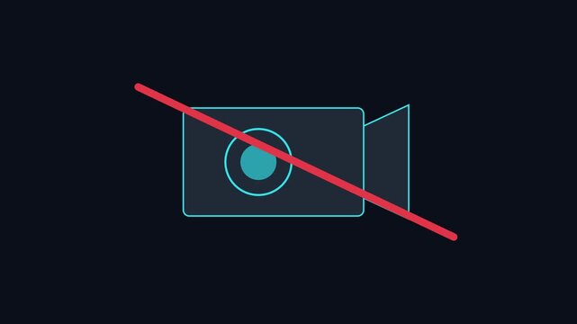 No recording sign animation: prohibited camera symbol for privacy and security 4k camera security restricted area