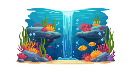 Vibrant coral reef with underwater waterfall effect © rehan