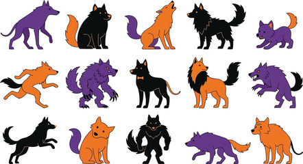 Halloween set of fire animals © Sabbir