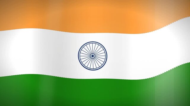 Indian national flag waving in wind with tricolor and Ashoka Chakra filling the frame