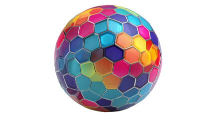 Obraz premium Colorful mosaic pattern soccer ball isolated on transparent background