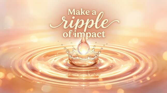 Make a ripple of impact: water drop creates concentric waves and crown splash effect, promoting positive influence and change.