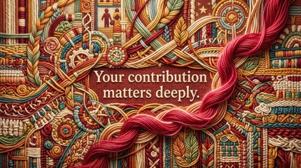 Fototapeta premium Intricate Textile Art with Motivational Message 