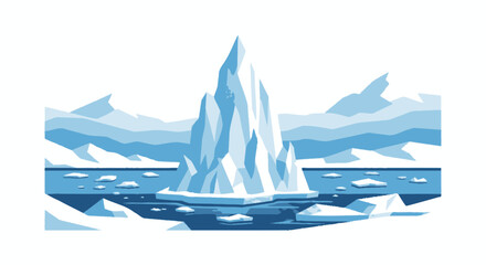Large jagged iceberg floating in arctic blue waters © Hotmanparis