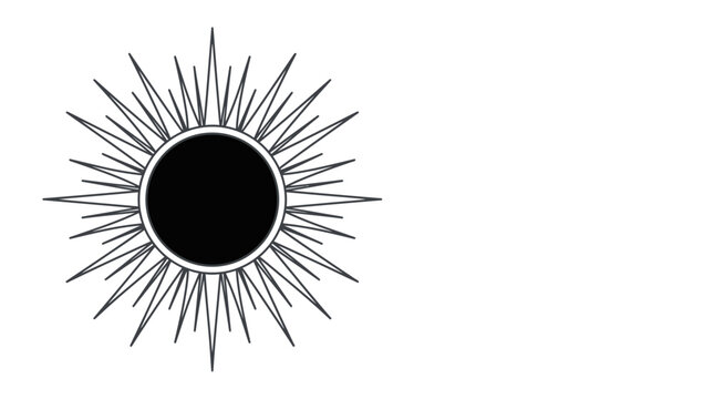 Abstract black sunburst icon with sharp rays and dark center