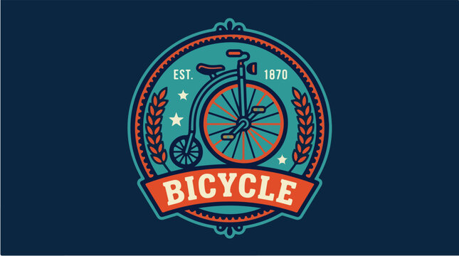 Vintage Penny Farthing Bicycle Emblem with Est. 1870 Stamp.