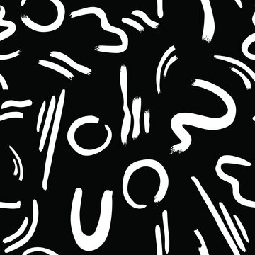 abstract doodle seamless pattern, black and white geometry texture textile. vector illustration 
