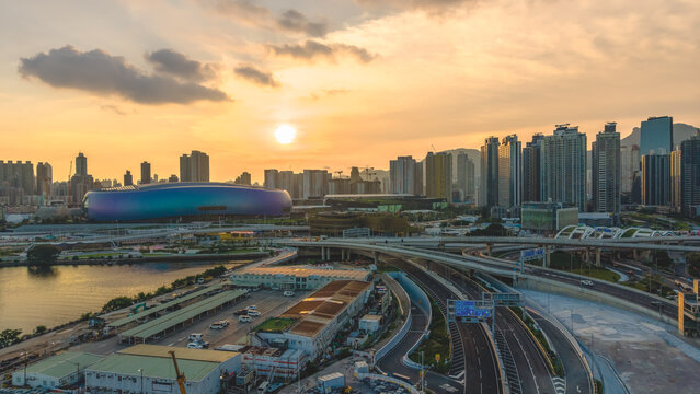 Hong Kong July 12 2026 KAI TAK. Sports park sunset.