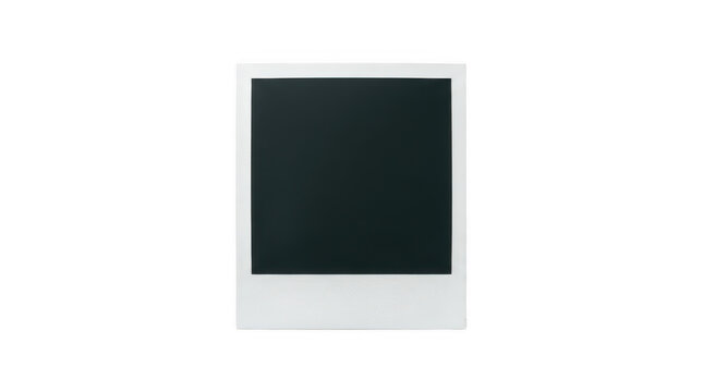 Empty blank instant photo frame with black center isolated on transparent background