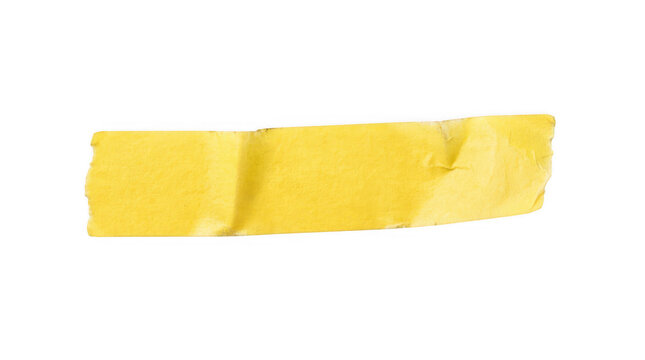 A single strip of yellow masking tape isolated on transparent background