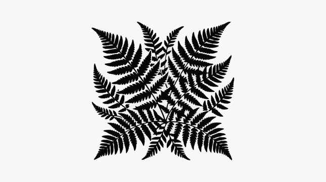 Symmetrical Black Fern Leaf Pattern Design.
