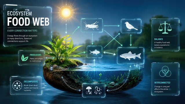 Ecosystem Food Web Science Infographic