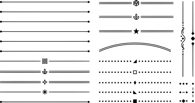 Collection of decorative dividers and text separators for page design transparent background