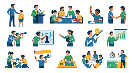 Fototapeta premium Education and Business Concepts Flat Icons Set
