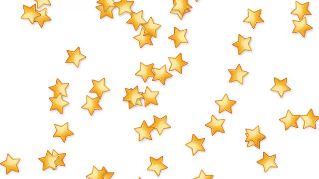 Falling Golden Stars Animation on a Clean White Background