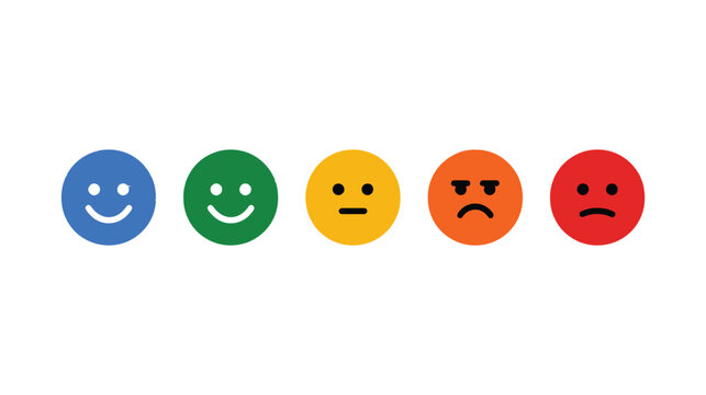 Feedback vector icon set showing colorful emotional