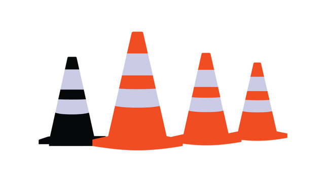 Cone vector illustration construction road traffic