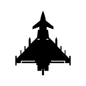 Typhoon aircraft Icons Solid style, silhouettes of modern fighter jets, military aircraft, and aviation, ideal for defense, aerospace, transportation, and aviation designs.