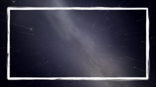 Animated White Frame Over Drifting Stars in Night Sky Background
