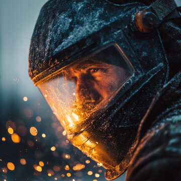 One welder wearing face shield.