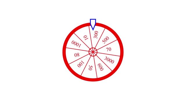 Spinning wheel of fortune with colorful segments and numbers for games of chance