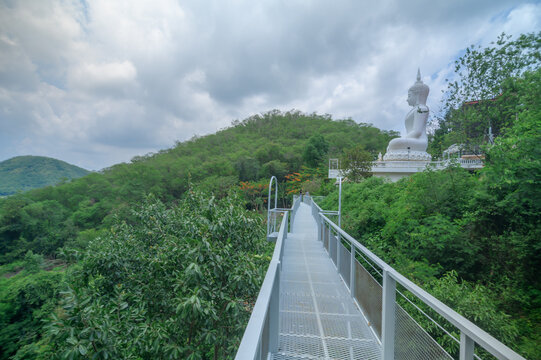 Scenic Pathway to Buddha Statue at Namtok Gorge Tourist Attraction