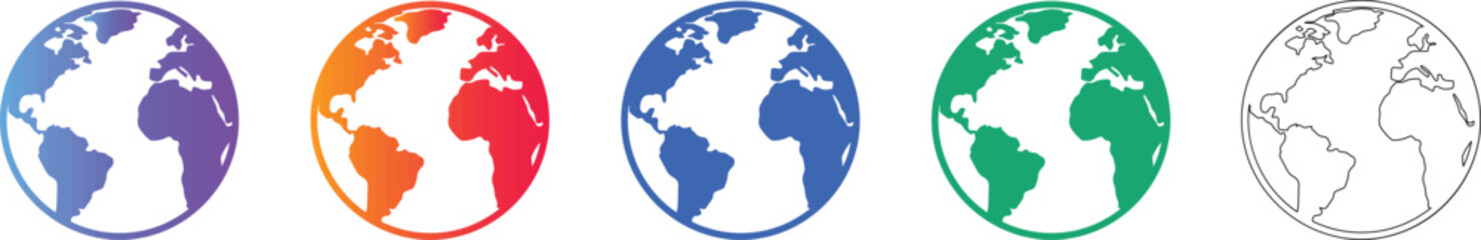 Obraz premium Global Earth Globe Icons for Web Design