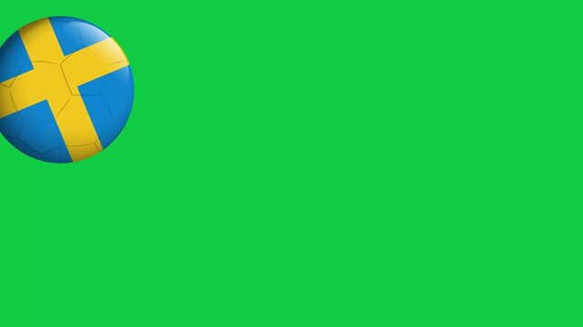 Bouncing Soccer Balls with Swedish Flag Pattern on Green Screen