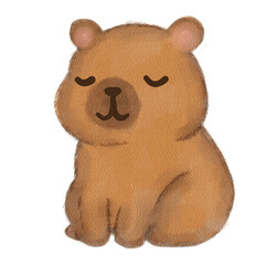 Cute brown capybara, ideal for childrens books, naturethemed designs, or animal conservation projects needing a gentle touch.