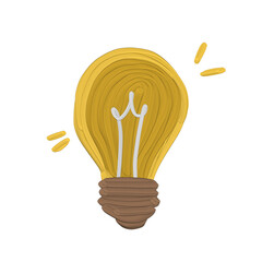 Yellow incandescent light bulb illustration, creative and bright, perfect icon for electric ideas. Suitable for design projects and educational materials.