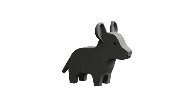 Black Solid 3D Animal Icon of a Donkey or Mule