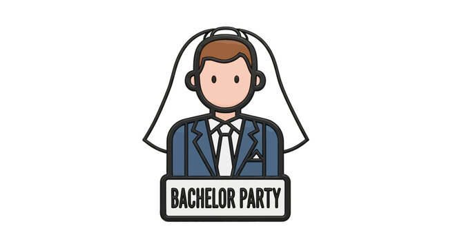 Groom Wearing Wedding Veil for Bachelor Party Celebration